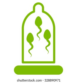 Sperm Protection vector icon. Style is flat symbol, eco green color, rounded angles, white background.