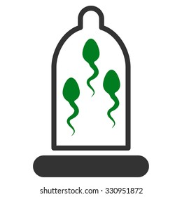 Sperm Protection vector icon. Style is bicolor flat symbol, green and gray colors, rounded angles, white background.