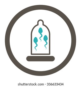 Sperm Protection vector icon. Style is bicolor flat rounded symbol, grey and cyan colors, rounded angles, white background.