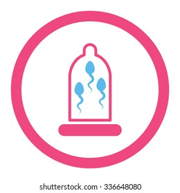 Sperm Protection vector icon. Style is bicolor flat rounded symbol, pink and blue colors, rounded angles, white background.