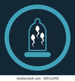 Sperm Protection vector icon. Style is bicolor flat rounded symbol, blue and white colors, rounded angles, dark blue background.