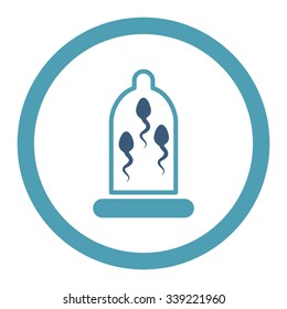 Sperm Protection vector icon. Style is bicolor flat rounded symbol, cyan and blue colors, rounded angles, white background.