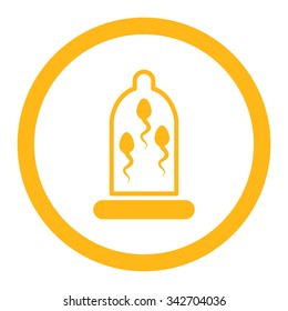 Sperm Protection vector icon. Style is flat rounded symbol, yellow color, rounded angles, white background.