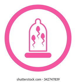 Sperm Protection vector icon. Style is flat rounded symbol, pink color, rounded angles, white background.