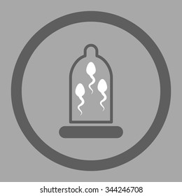 Sperm Protection vector icon. Style is bicolor flat rounded symbol, dark gray and white colors, rounded angles, silver background.