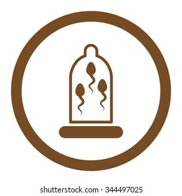 Sperm Protection vector icon. Style is flat rounded symbol, brown color, rounded angles, white background.