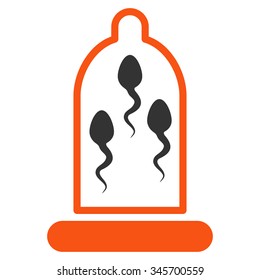 Sperm Protection vector icon. Style is bicolor flat symbol, orange and gray colors, rounded angles, white background.