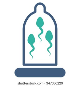 Sperm Protection vector icon. Style is bicolor flat symbol, cobalt and cyan colors, rounded angles, white background.