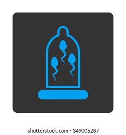 Sperm Protection vector icon. Style is flat rounded square button, blue and gray colors, white background.