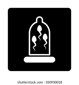 Sperm Protection vector icon. Style is flat rounded square button, white and black colors, white background.