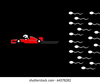 Sperm race led by a race car driver