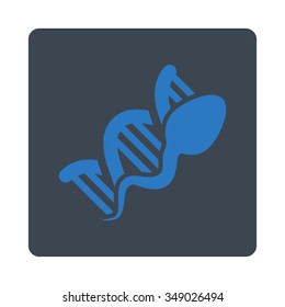 Sperm Reproduction vector icon. Style is flat rounded square button, smooth blue colors, white background.