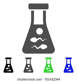 Sperm Retort flat vector illustration. Colored sperm retort, gray, black, blue, green pictogram variants. Flat icon style for application design.