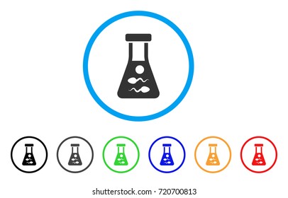 Sperm Retort rounded icon. Style is a flat sperm retort grey symbol inside light blue circle with black, gray, green, blue, red, orange color versions. Vector designed for web and software interfaces.
