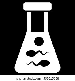 Sperm Retort vector icon. Flat white symbol. Pictogram is isolated on a black background. Designed for web and software interfaces.