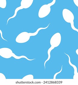 Sperm seamless pattern isolated on sky blue background. EPS 10 vector illustration.