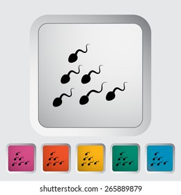 Sperm. Single flat icon on the button. Vector illustration.