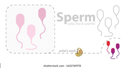 Sperm, Spermatozoa vector flat illustration, solid, line icon