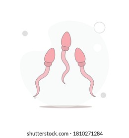 Sperm, ilustración plana vectorial Spermatozoa en blanco