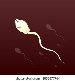 Sperm. Spermatozoon character, vector illustration