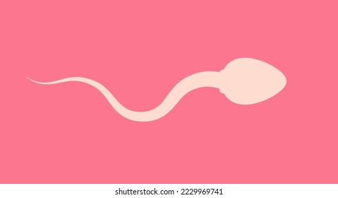 Sperm, icono simple de espermatozoo. Ilustración vectorial plana aislada en el fondo rosado.