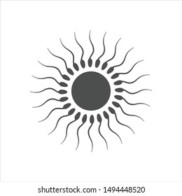 Sperm and Sun Shape Logo. Science Symbol. Sign Icon. Vector Eps 10.