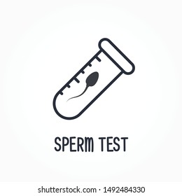 Sperm test or sperm bank donor icon , spermatozoon in test tube sign, secretion sampling