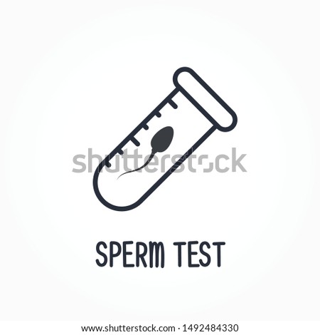 Sperm test or sperm bank donor icon , spermatozoon in test tube sign, secretion sampling