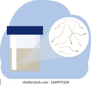 Sperm in a test container for donation. Sperm bank concept. Flat vector icon.