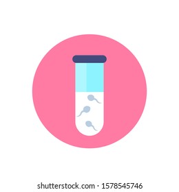 sperm test icon with tube, flat vector