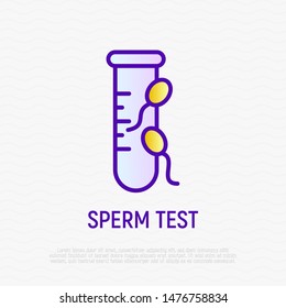 Sperm test thin line icon. Medical analysis. Modern vector illustration for laboratory service.