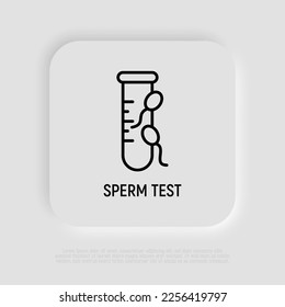 Sperma testet Dünnzeilensymbol. Medizinische Analyse. Moderne Vektorgrafik für den Labordienst.