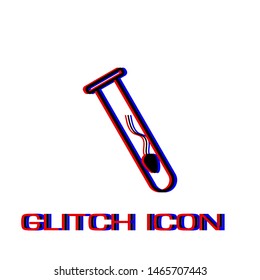 Sperm in test tube icon flat. Simple pictogram - Glitch effect. Vector illustration symbol