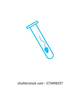 Sperm in test tube icon flat. Blue pictogram on white background. Vector illustration symbol