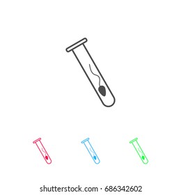 Sperm in test tube icon flat. Color pictogram on white background. Vector illustration symbol and bonus icons