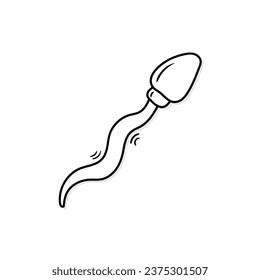 Sperm vector icon in doodle style. Symbol in simple design. Cartoon object hand drawn isolated on white background.