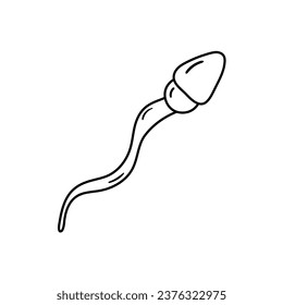Sperm vector icon in doodle style. Symbol in simple design. Cartoon object hand drawn isolated on white background.