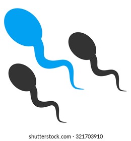 Sperm vector icon. Style is bicolor flat symbol, blue and gray colors, rounded angles, white background.