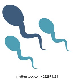 Sperm vector icon. Style is bicolor flat symbol, cyan and blue colors, rounded angles, white background.