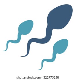 Sperm vector icon. Style is bicolor flat symbol, cyan and blue colors, rounded angles, white background.