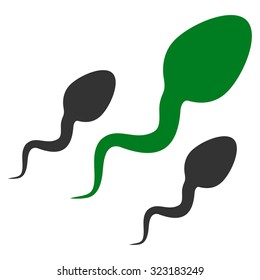 Sperm vector icon. Style is bicolor flat symbol, green and gray colors, rounded angles, white background.