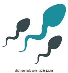 Sperm vector icon. Style is bicolor flat symbol, soft blue colors, rounded angles, white background.