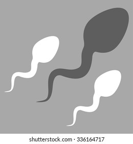 Sperm vector icon. Style is bicolor flat symbol, dark gray and white colors, rounded angles, silver background.