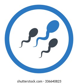 Sperm vector icon. Style is bicolor flat rounded symbol, smooth blue colors, rounded angles, white background.