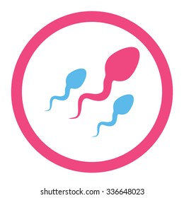 Sperm vector icon. Style is bicolor flat rounded symbol, pink and blue colors, rounded angles, white background.