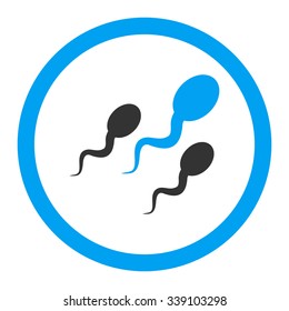 Sperm vector icon. Style is bicolor flat rounded symbol, blue and gray colors, rounded angles, white background.