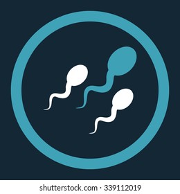 Sperm vector icon. Style is bicolor flat rounded symbol, blue and white colors, rounded angles, dark blue background.