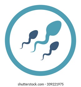 Sperm vector icon. Style is bicolor flat rounded symbol, cyan and blue colors, rounded angles, white background.