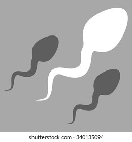 Sperm vector icon. Style is bicolor flat symbol, dark gray and white colors, rounded angles, silver background.