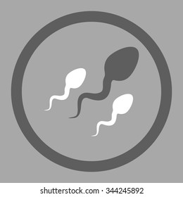 Sperm vector icon. Style is bicolor flat rounded symbol, dark gray and white colors, rounded angles, silver background.